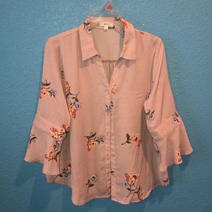 Mine Pink floral pin stripe shirt! like new!